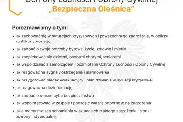 Bezpłatne otwarte warsztaty edukacyjne z mieszkańcami w rządowym „Programie Ochrony Ludności i Obrony Cywilnej na lata 2025 – 2026”
